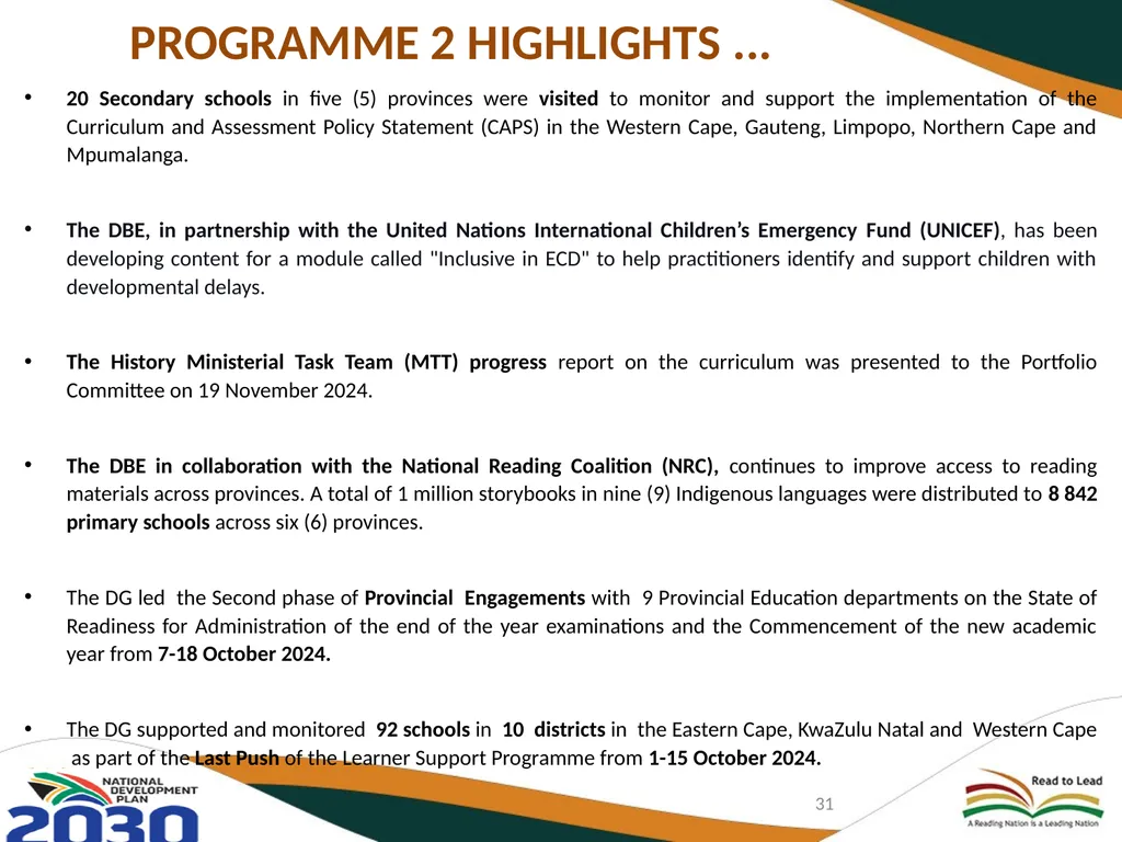 THIRD QUARTERLY REPORT ON THE PERFORMANCE OF THE - slide 31 of 103
