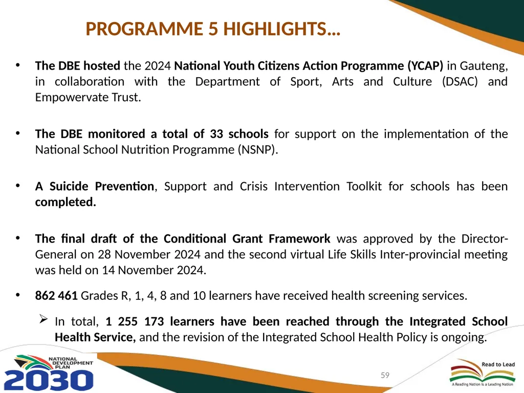 THIRD QUARTERLY REPORT ON THE PERFORMANCE OF THE - slide 59 of 103