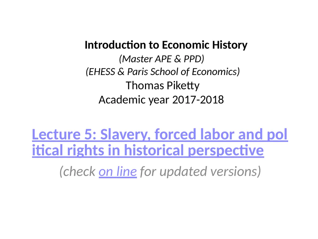 Introduction to Economic History (Master APE &