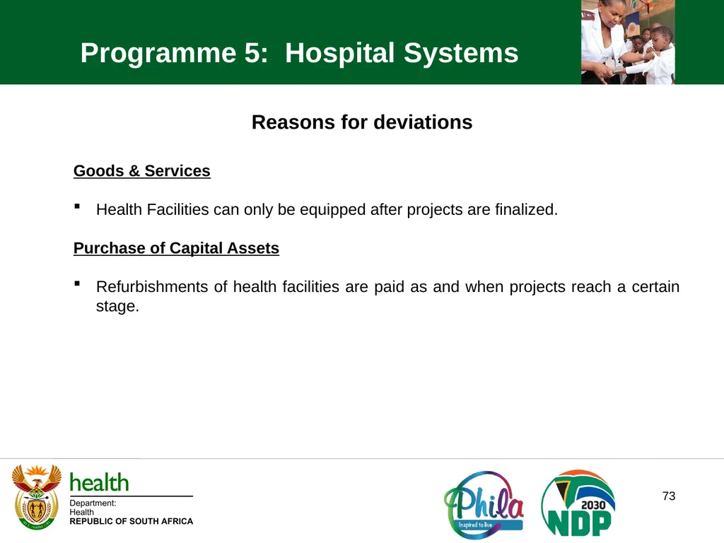 PRESENTATION TO THE JOINT PORTFOLIO COMMITTEE ON - slide 73 of 102