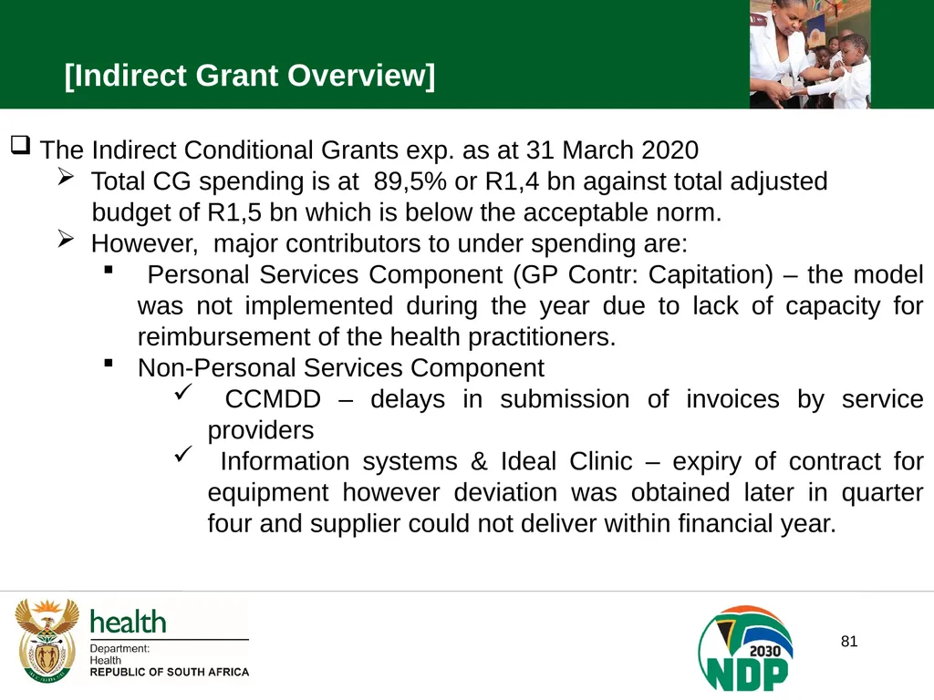 PRESENTATION TO THE JOINT PORTFOLIO COMMITTEE ON - slide 81 of 102