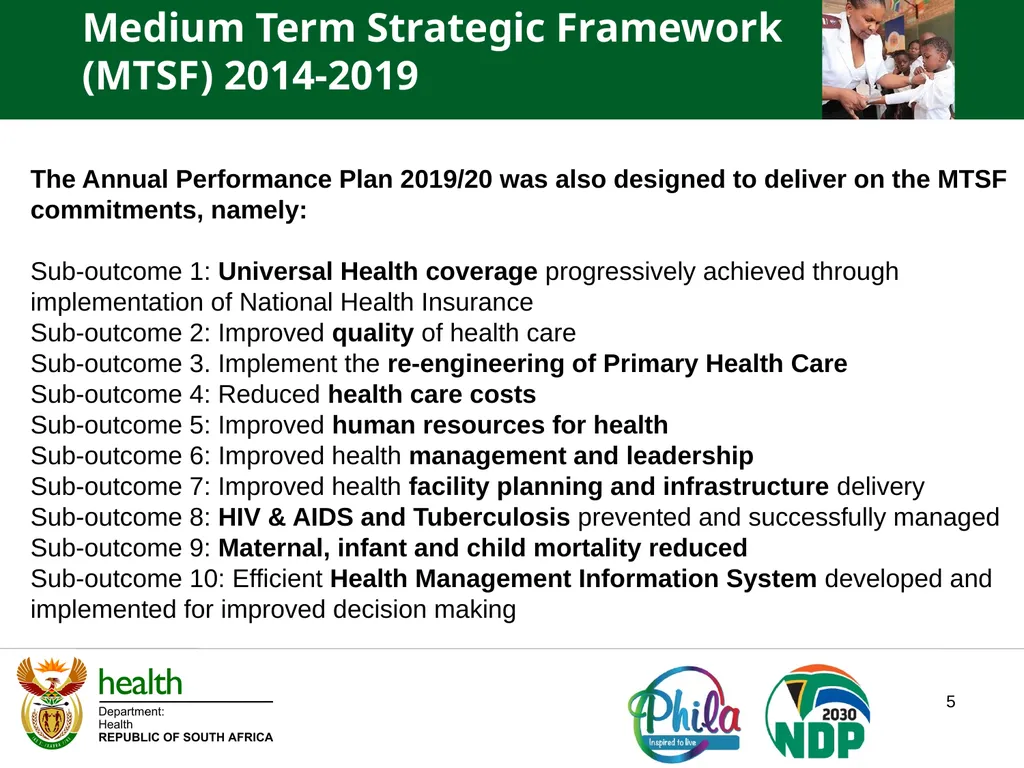 PRESENTATION TO THE JOINT PORTFOLIO COMMITTEE ON - slide 5 of 102