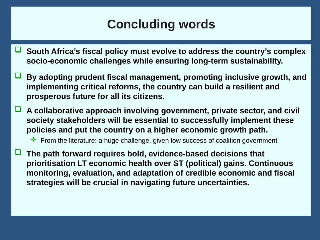 Fiscal Policy in South Africa: From 1994 to now - slide 36 of 37