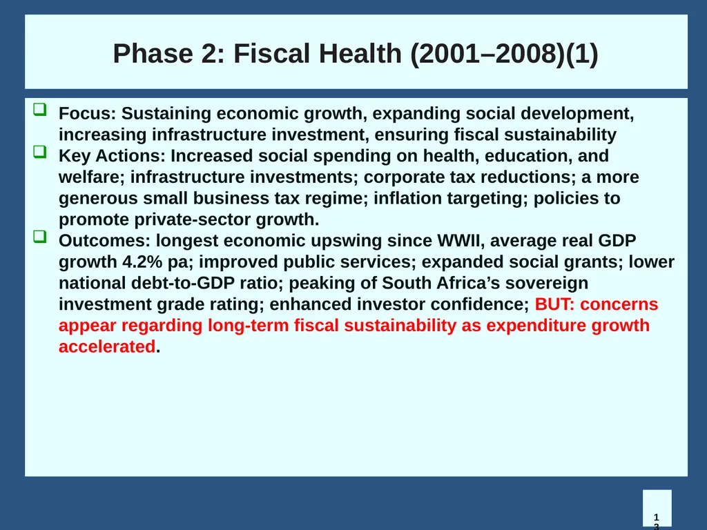 Fiscal Policy in South Africa: From 1994 to now - slide 13 of 37