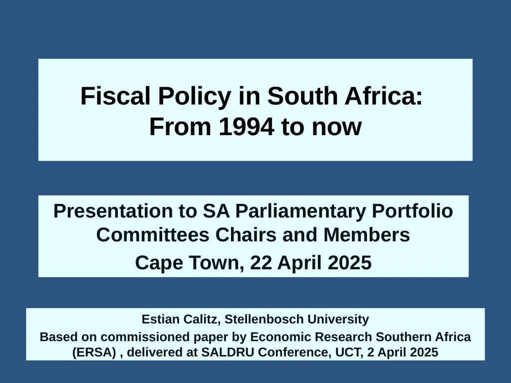 Fiscal Policy in South Africa: From 1994 to now