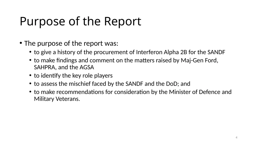 Interferon Alpha 2B in the SANDF Presentation to - slide 4 of 35