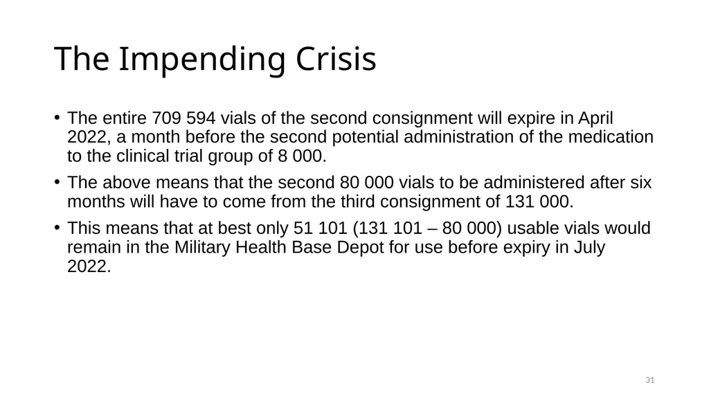 Interferon Alpha 2B in the SANDF Presentation to - slide 31 of 35
