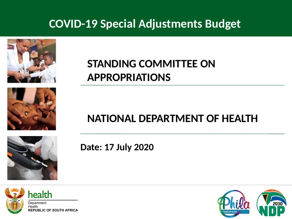 1 STANDING COMMITTEE ON APPROPRIATIONS NATIONAL