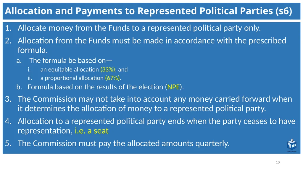 Political Party Funding Act, 6 of 2018 Context - slide 10 of 42