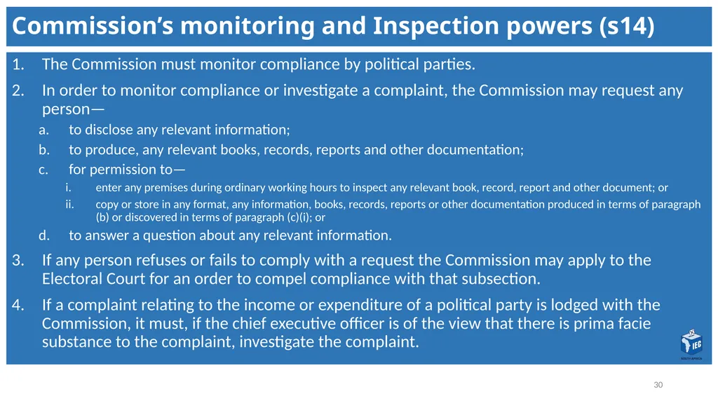 Political Party Funding Act, 6 of 2018 Context - slide 30 of 42