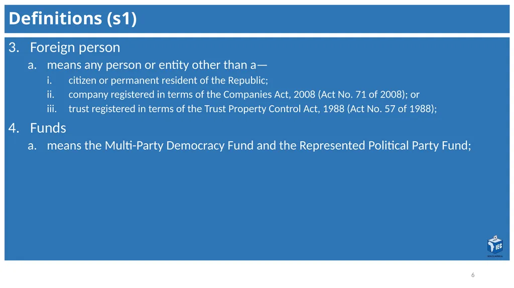 Political Party Funding Act, 6 of 2018 Context - slide 6 of 42