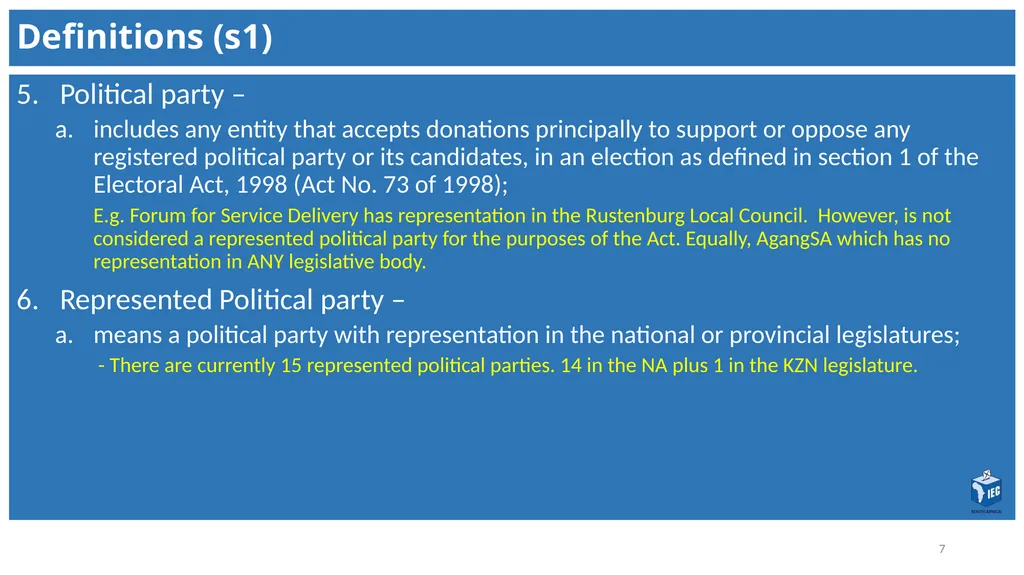 Political Party Funding Act, 6 of 2018 Context - slide 7 of 42
