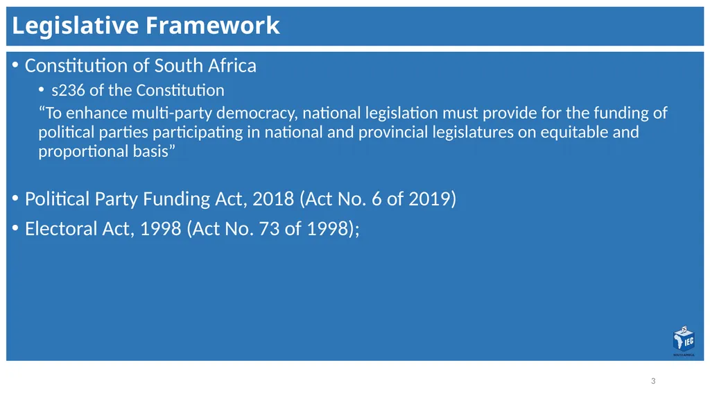 Political Party Funding Act, 6 of 2018 Context - slide 3 of 42