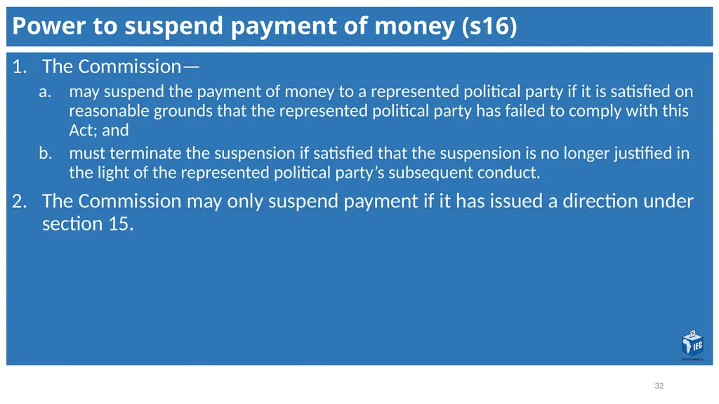 Political Party Funding Act, 6 of 2018 Context - slide 32 of 42