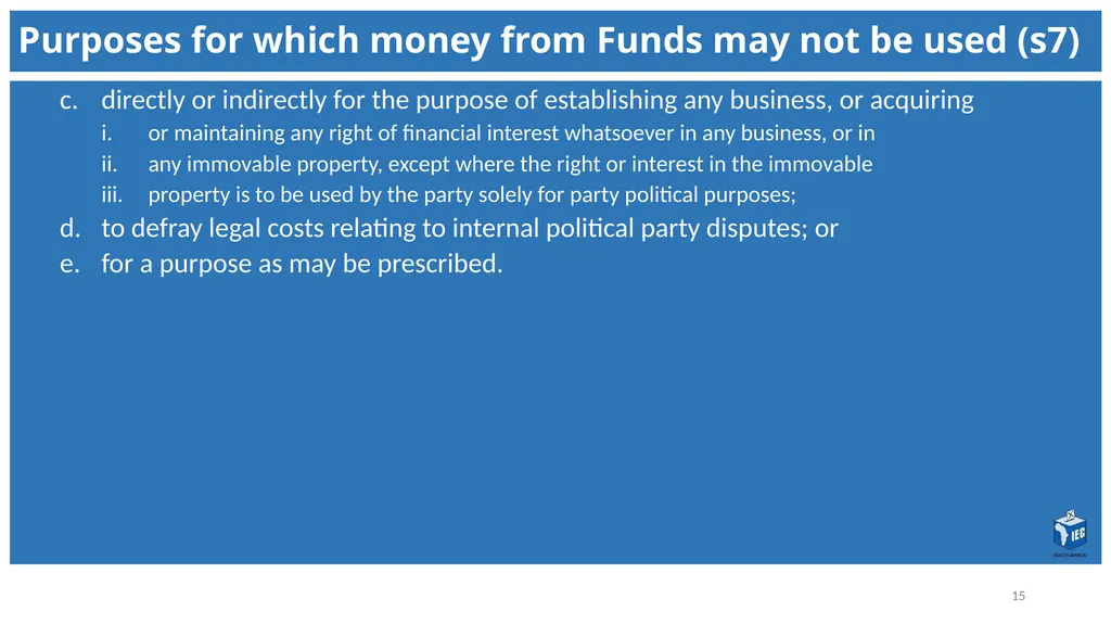 Political Party Funding Act, 6 of 2018 Context - slide 15 of 42