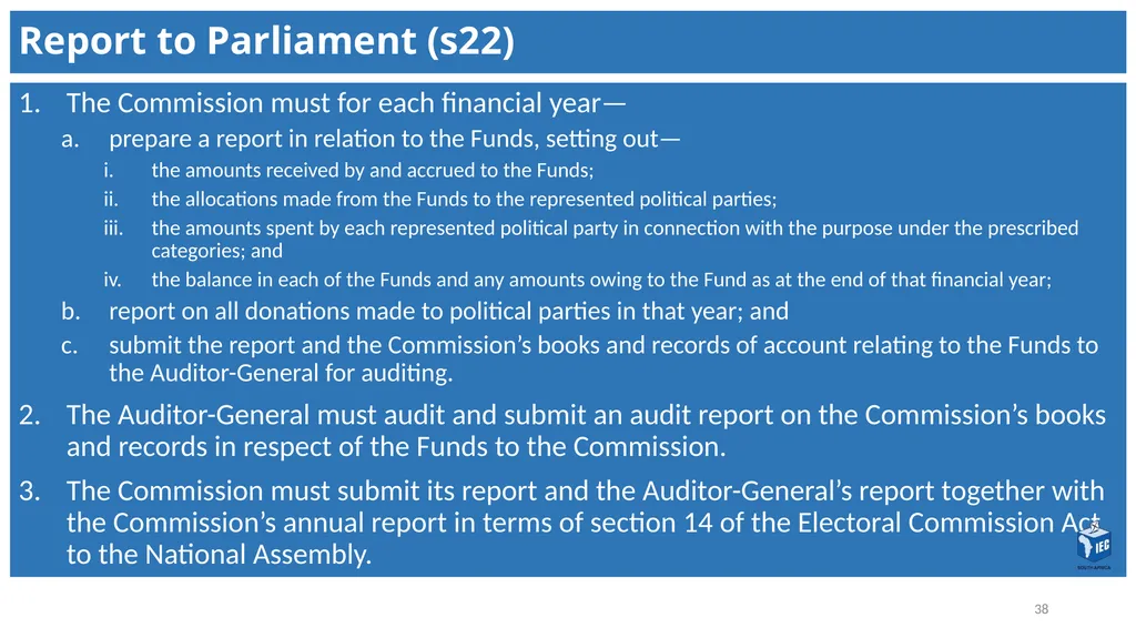 Political Party Funding Act, 6 of 2018 Context - slide 38 of 42