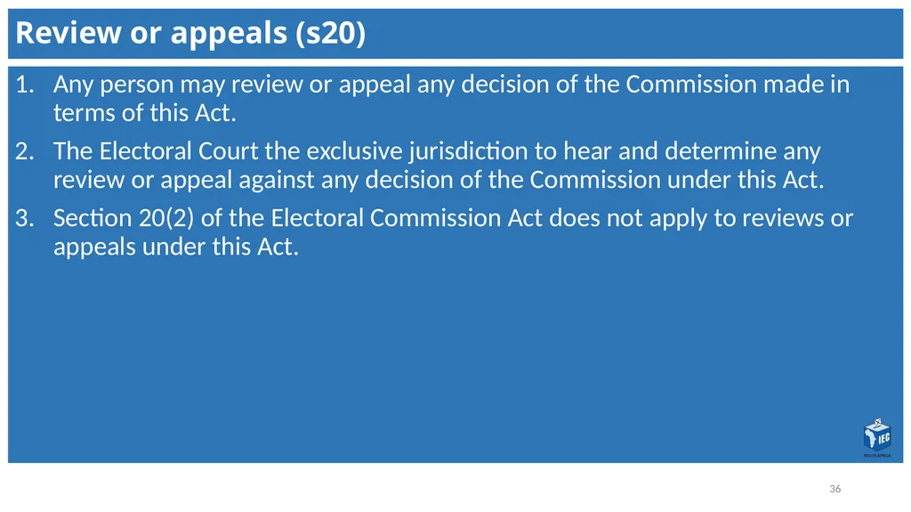 Political Party Funding Act, 6 of 2018 Context - slide 36 of 42