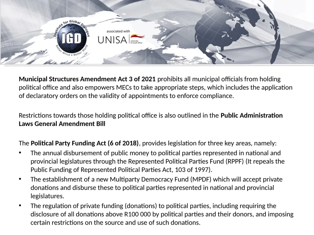 PUBLIC ADMINISTRATION LAWS GENERAL AMENDMENT BILL - slide 5 of 6