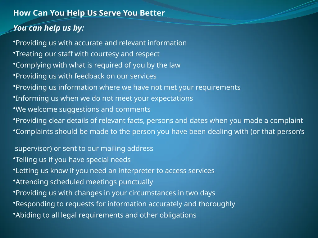 DRAFT SERVICE DELIVERY CHARTER AND SERVICE - slide 24 of 25