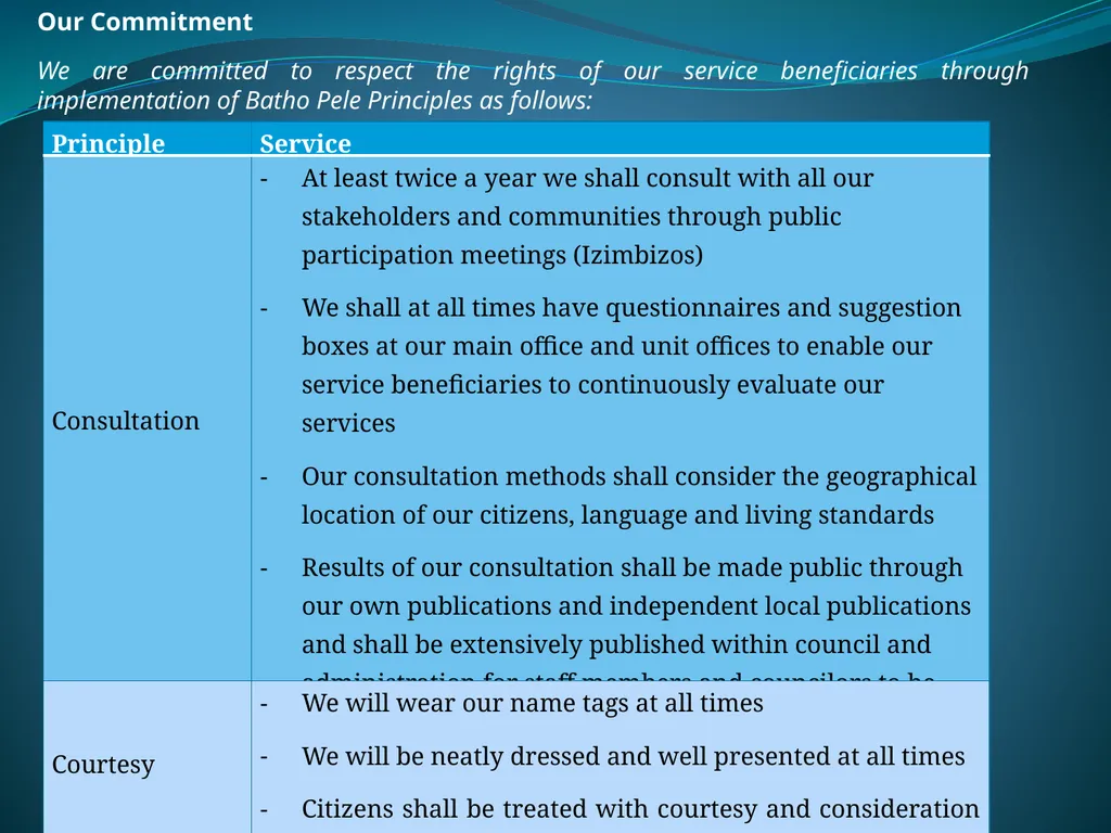 DRAFT SERVICE DELIVERY CHARTER AND SERVICE - slide 11 of 25