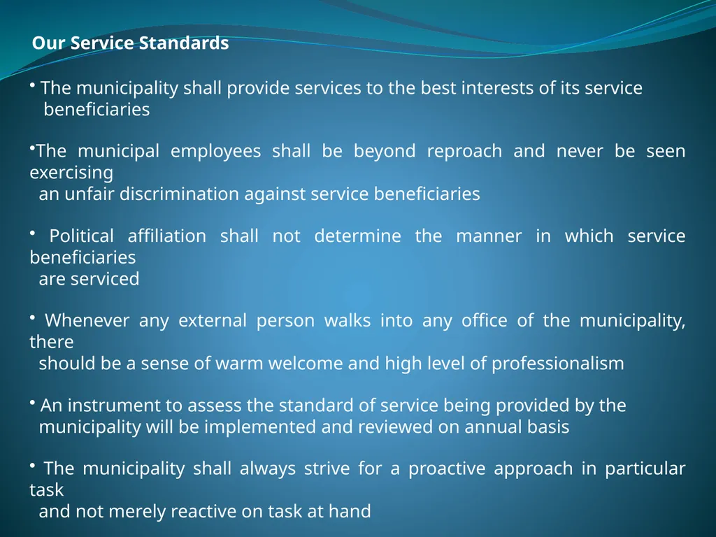 DRAFT SERVICE DELIVERY CHARTER AND SERVICE - slide 21 of 25