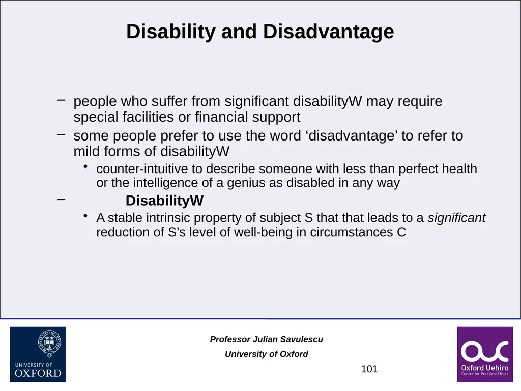 1 Disability and Difference Professor Julian - slide 101 of 118