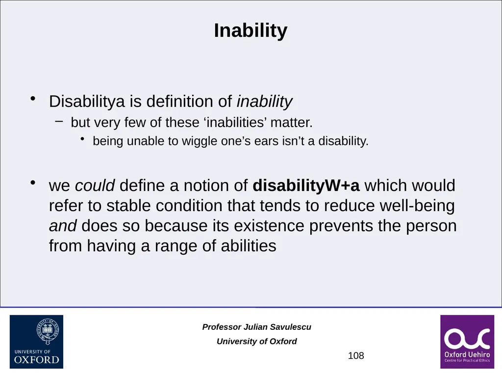1 Disability and Difference Professor Julian - slide 108 of 118