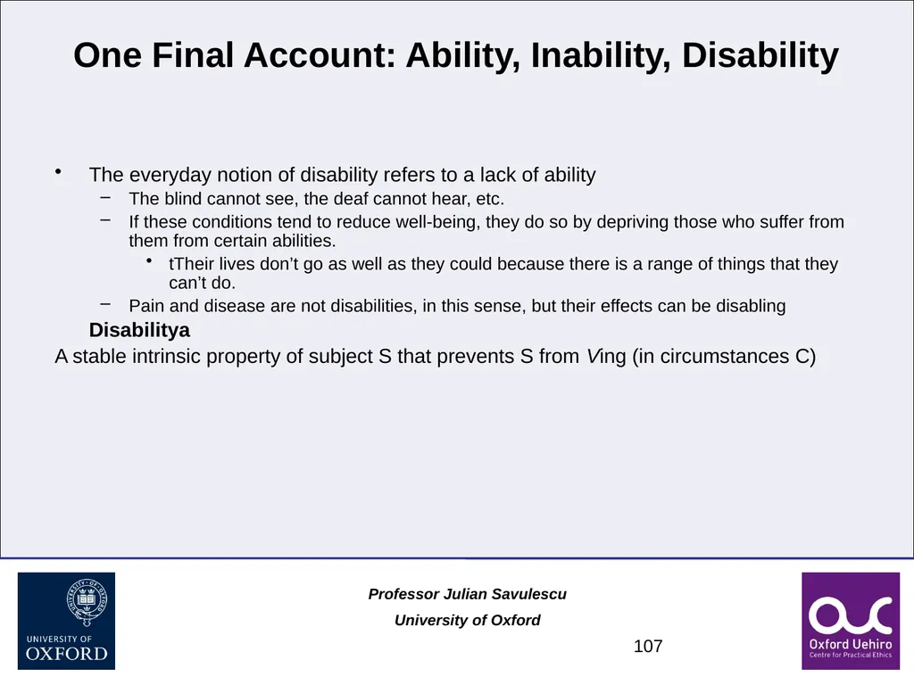 1 Disability and Difference Professor Julian - slide 107 of 118