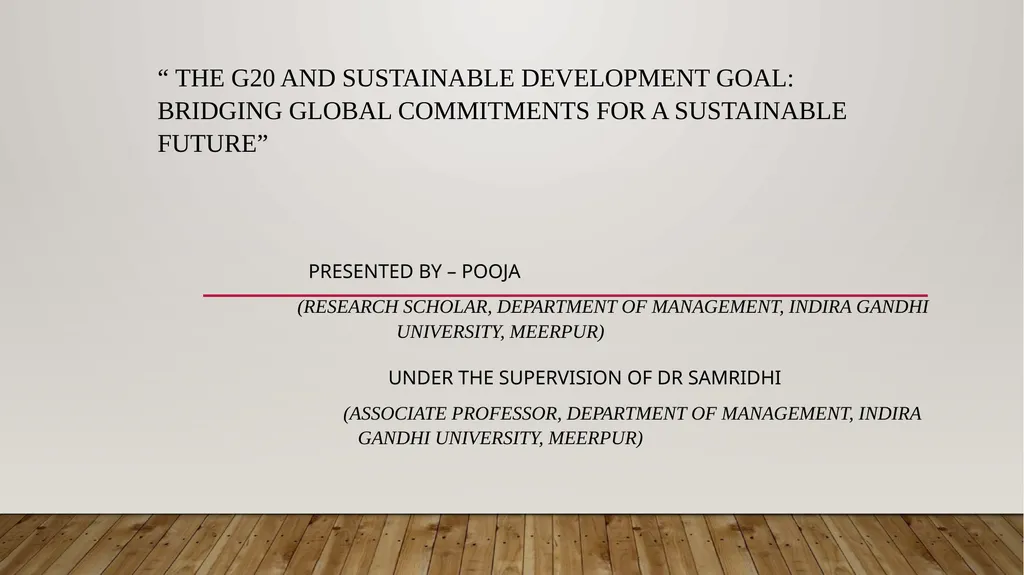 “ The G20 and Sustainable Development Goal: