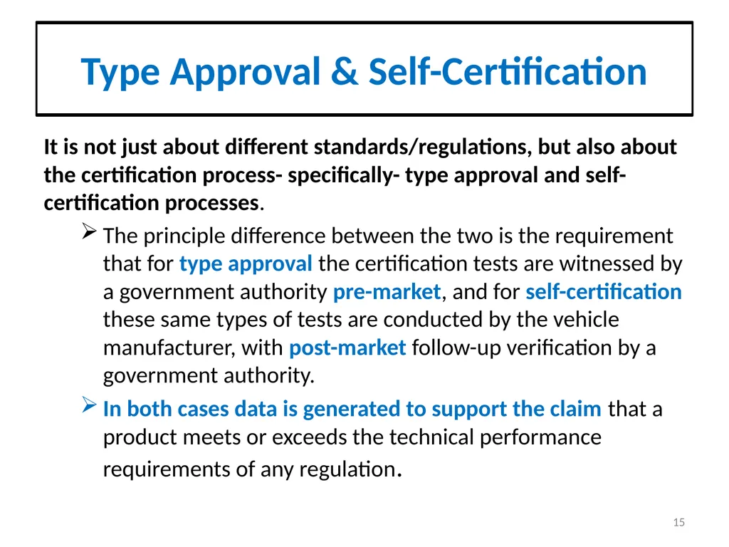 Automotive Regulations and Certification - slide 15 of 25