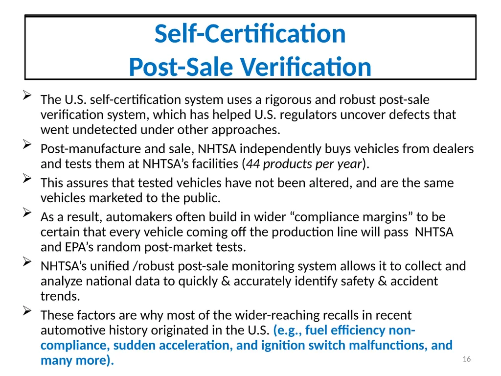 Automotive Regulations and Certification - slide 16 of 25