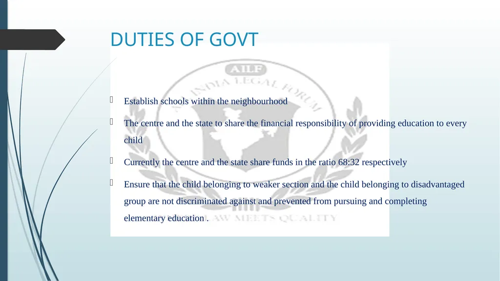 RIGHT TO EDUCATION IN INDIA BY R DIVYASHREE - slide 9 of 16