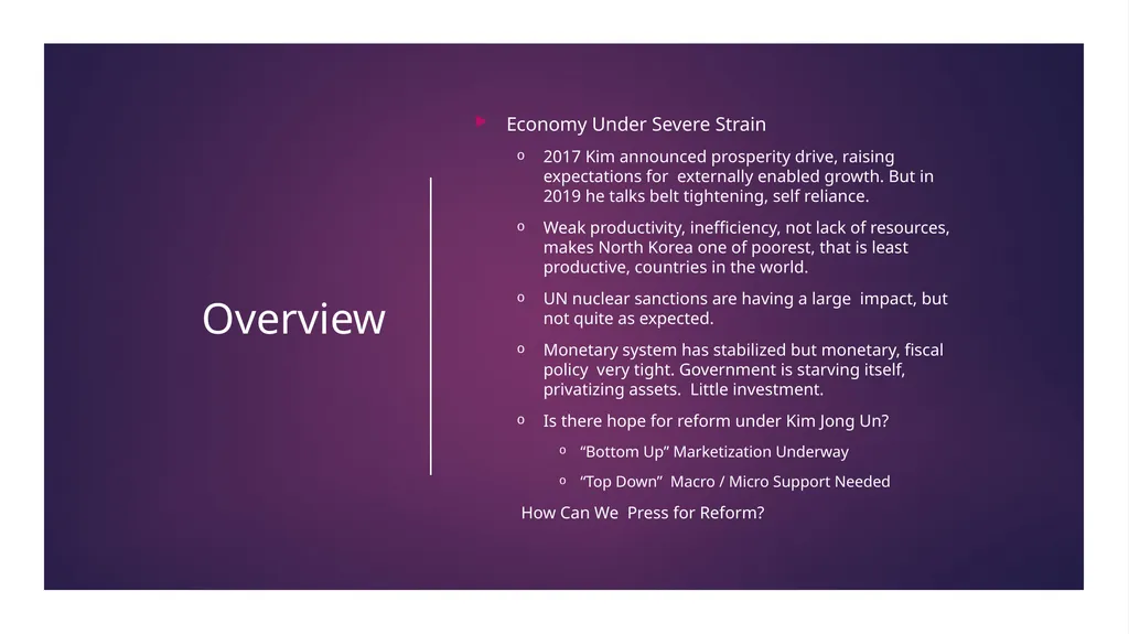 North Korea’s Economy and Marketization Amid - slide 2 of 32
