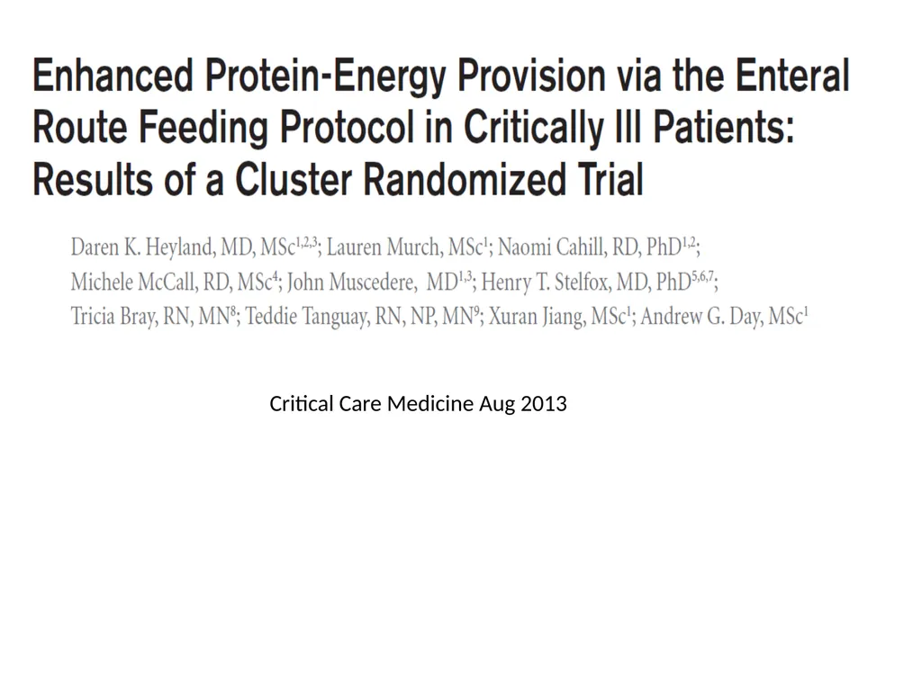 Protein in Critical illness Evidence and Current - slide 30 of 45