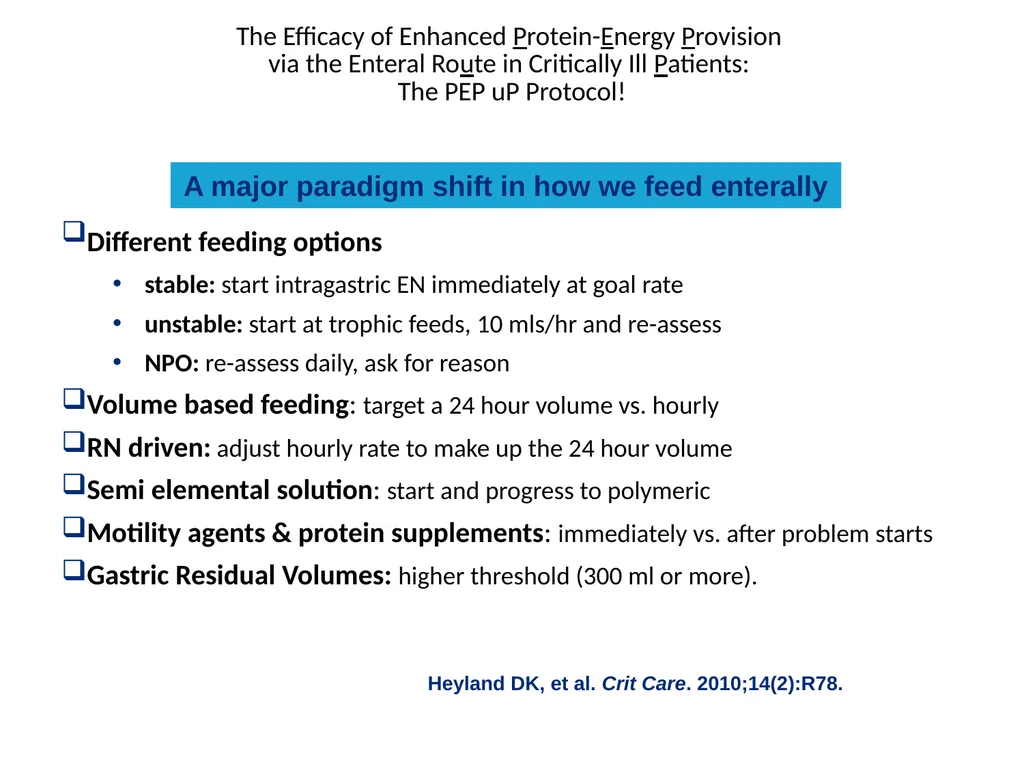 Protein in Critical illness Evidence and Current - slide 28 of 45