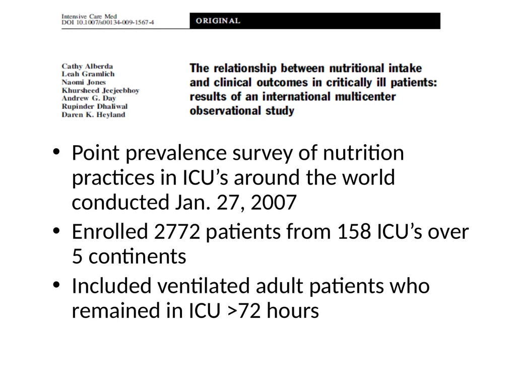 Protein in Critical illness Evidence and Current - slide 10 of 45