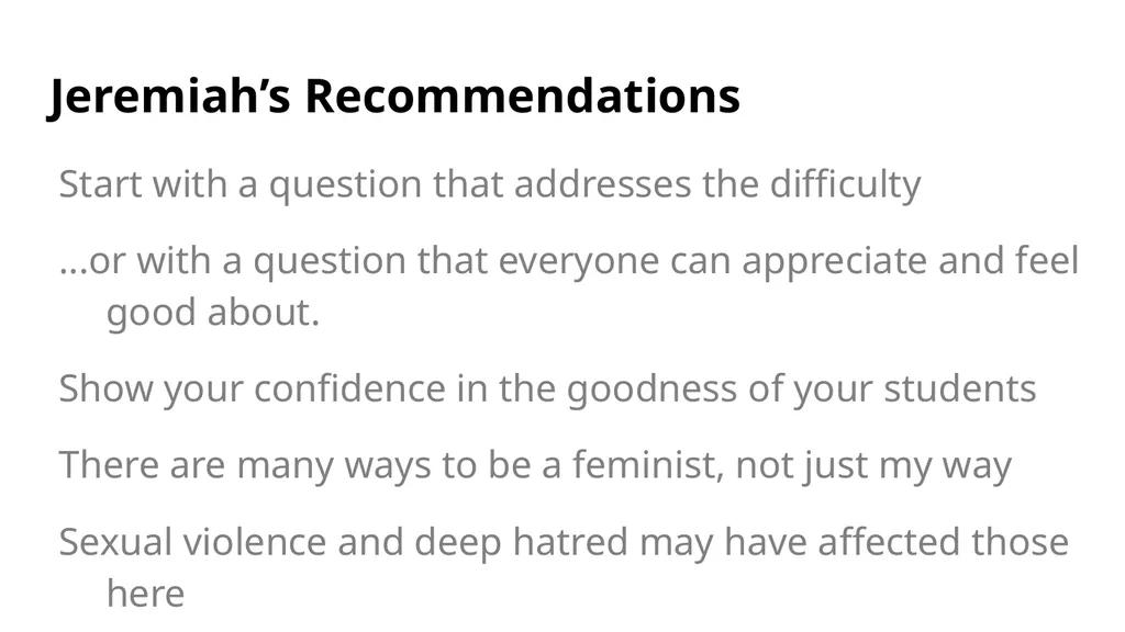 Discussing Race and Gender in Diverse Classrooms: - slide 37 of 43
