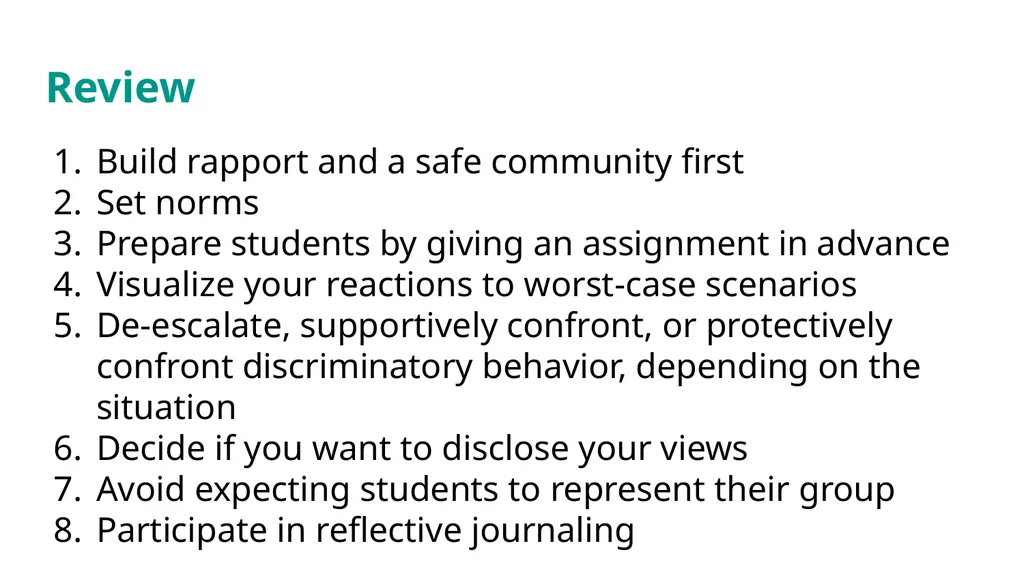Discussing Race and Gender in Diverse Classrooms: - slide 41 of 43