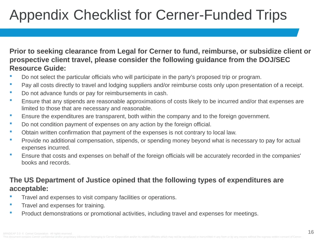 Anti-Bribery Training Cerner has zero tolerance - slide 16 of 16