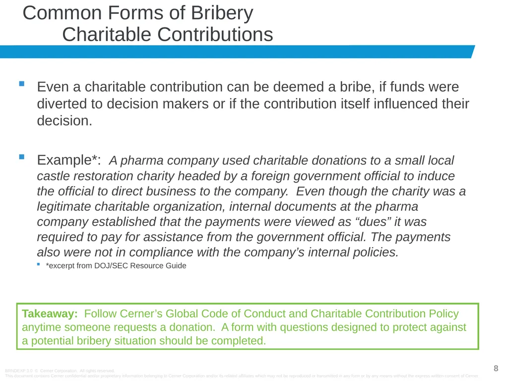 Anti-Bribery Training Cerner has zero tolerance - slide 8 of 16