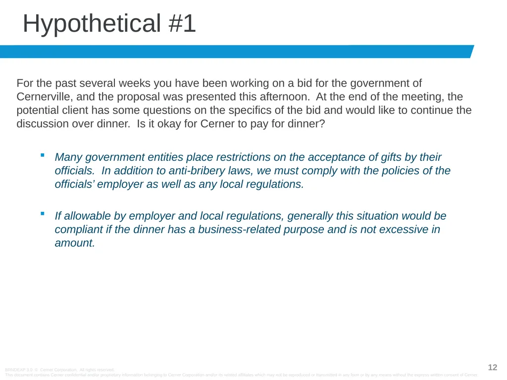 Anti-Bribery Training Cerner has zero tolerance - slide 12 of 16