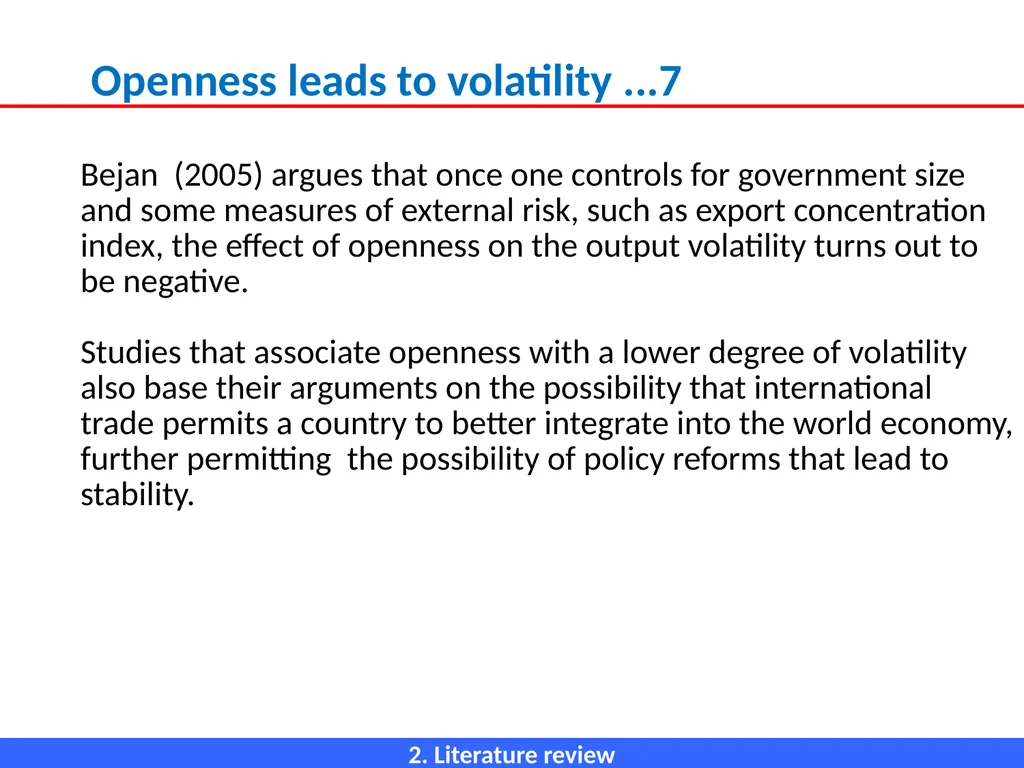 ECONOMIC OPENNESS AND GDP growth volatility Lino - slide 16 of 48