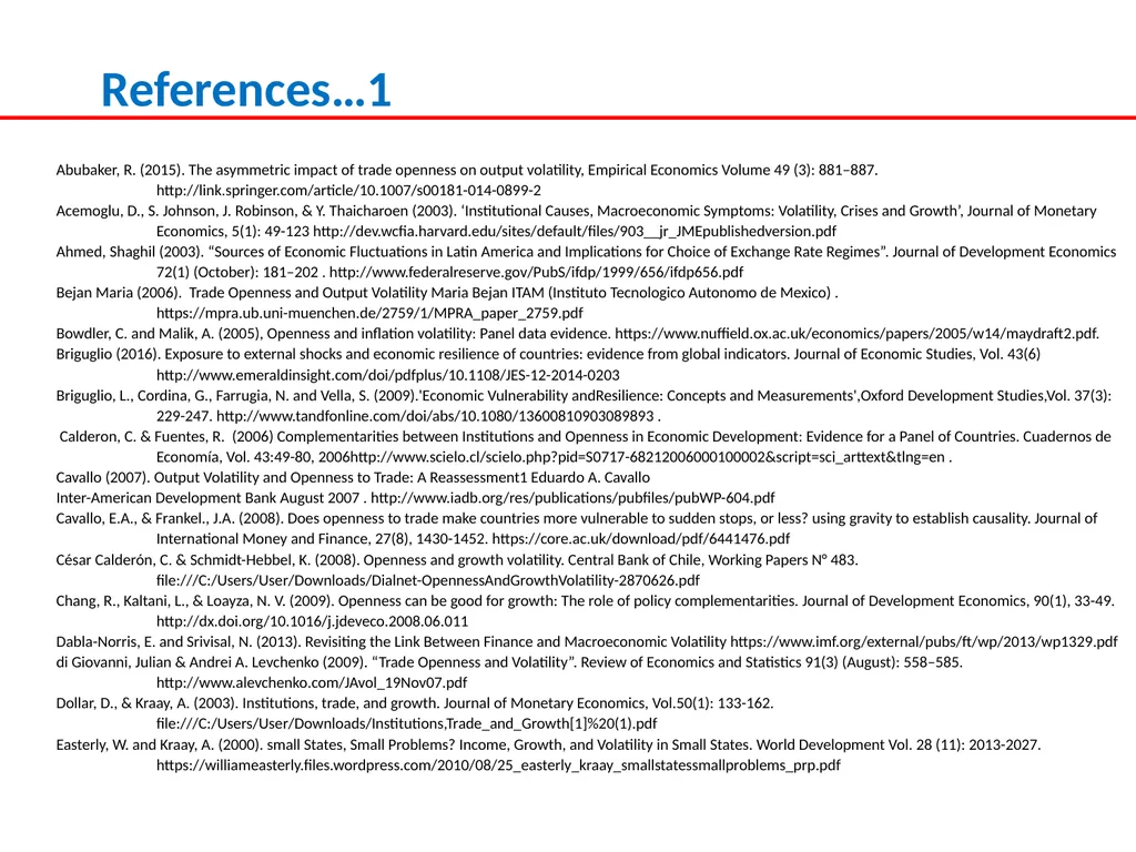 ECONOMIC OPENNESS AND GDP growth volatility Lino - slide 41 of 48