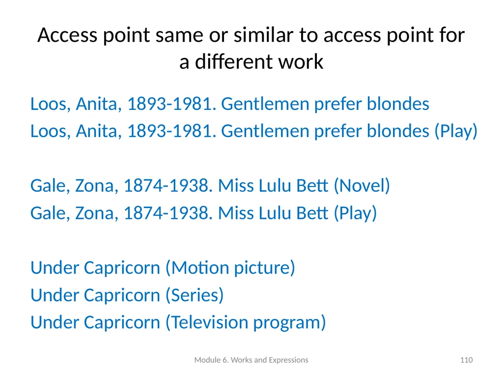 Describing works and expressions Module 6 Prepared - slide 110 of 163