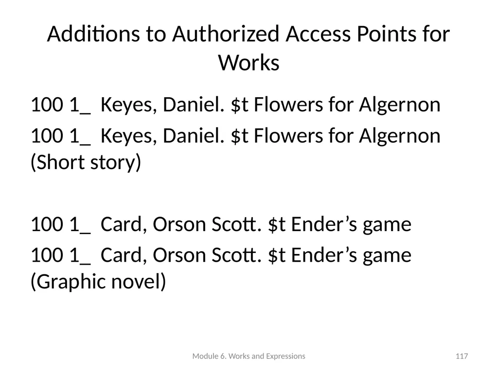 Describing works and expressions Module 6 Prepared - slide 117 of 163