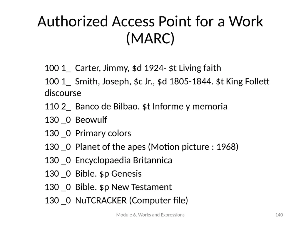 Describing works and expressions Module 6 Prepared - slide 140 of 163