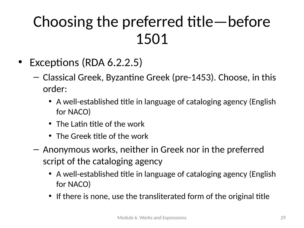 Describing works and expressions Module 6 Prepared - slide 29 of 163