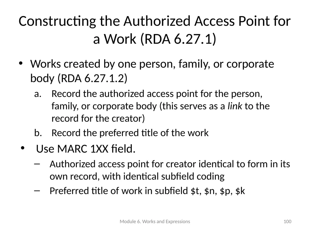 Describing works and expressions Module 6 Prepared - slide 100 of 163