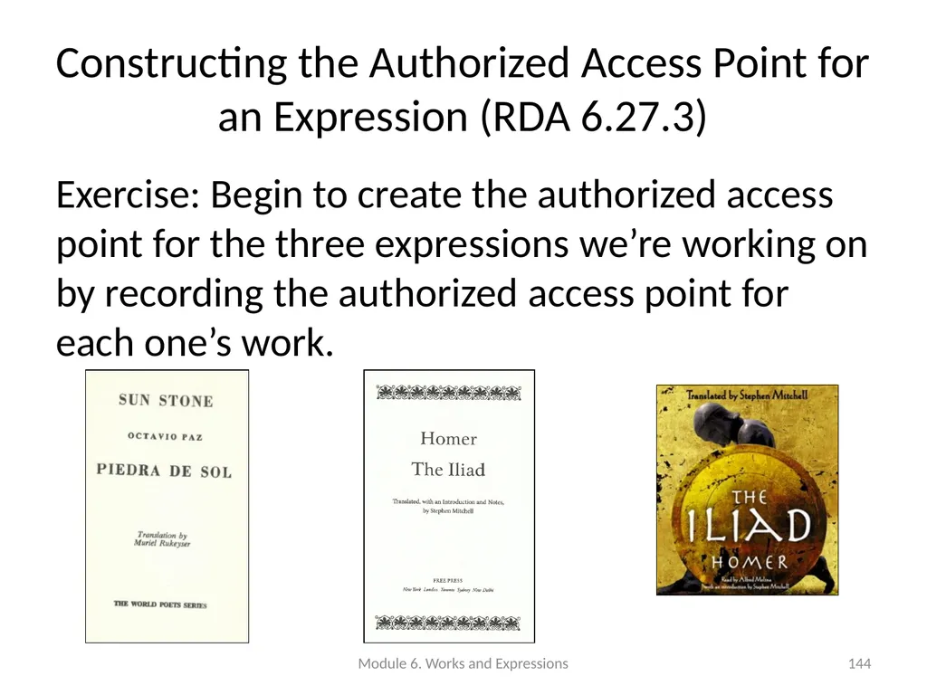 Describing works and expressions Module 6 Prepared - slide 144 of 163