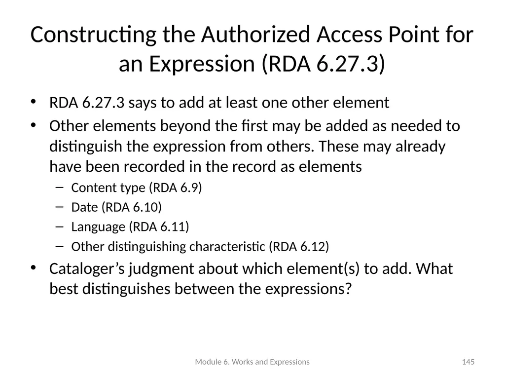 Describing works and expressions Module 6 Prepared - slide 145 of 163
